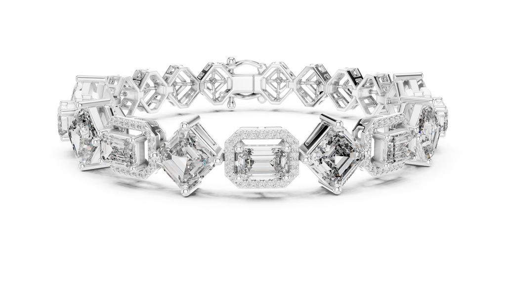 Emerald & Asscher Cut Diamond Bracelet 