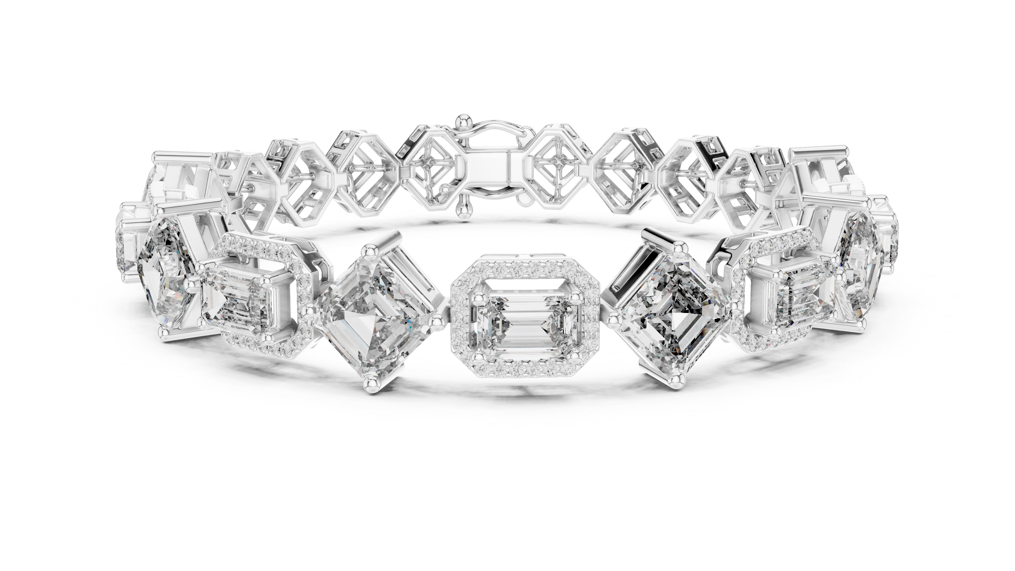 Emerald & Asscher Cut Diamond Bracelet 