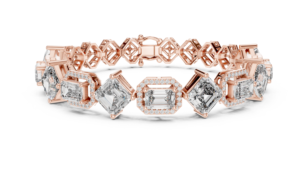 Emerald & Asscher Cut Diamond Bracelet 
