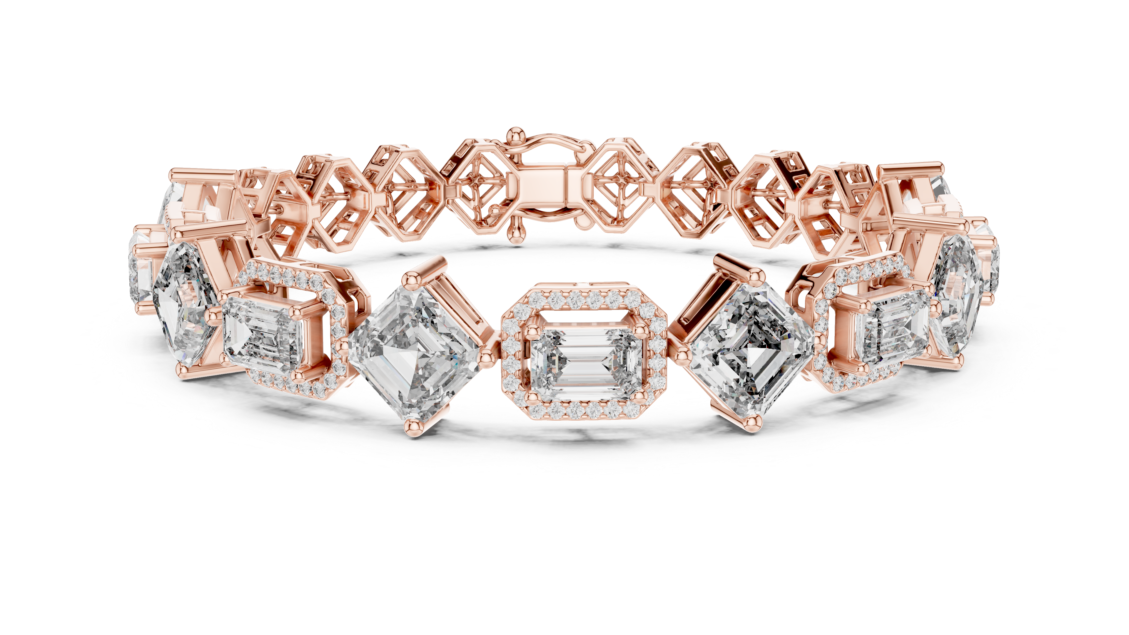 Emerald & Asscher Cut Diamond Bracelet 