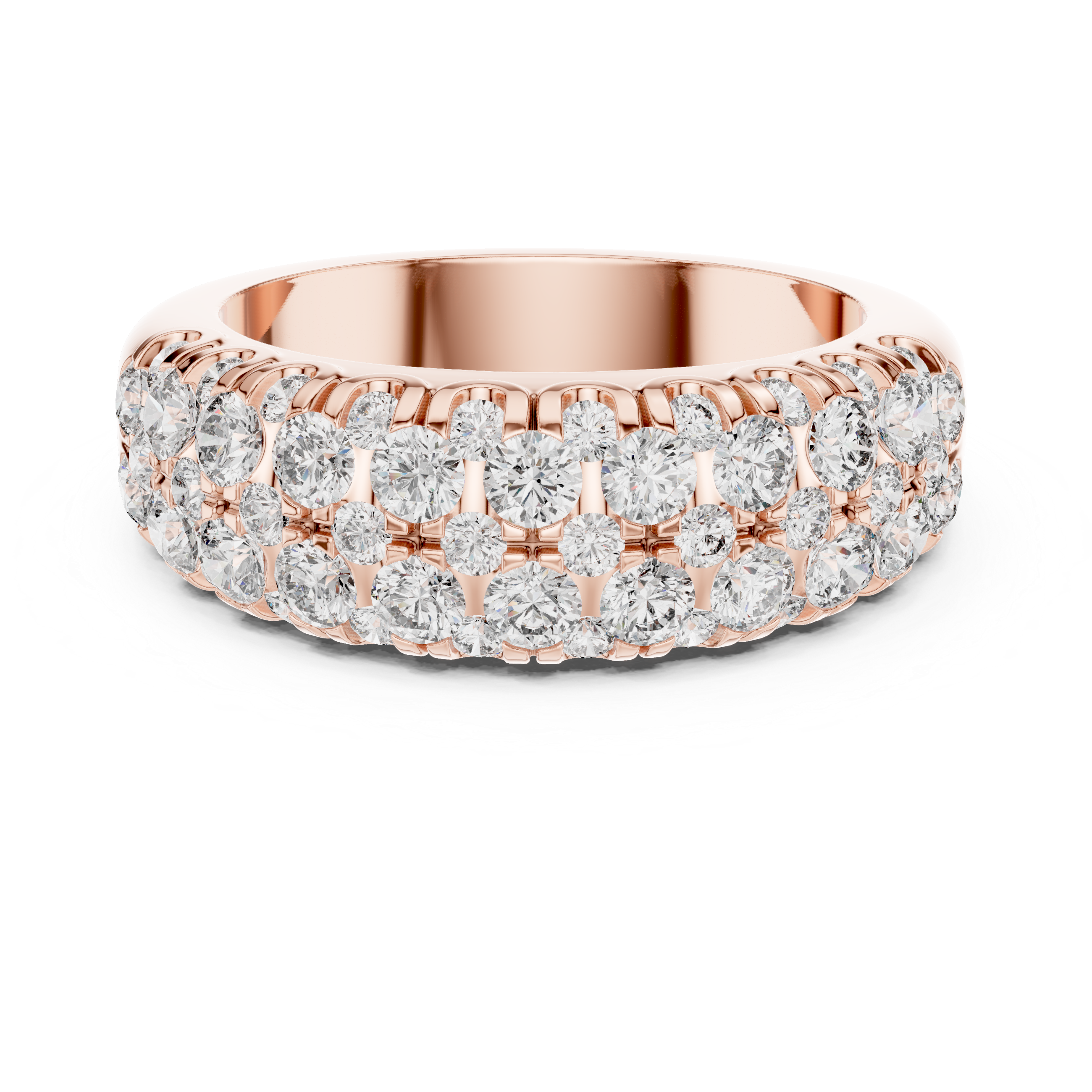 Luxury 18K Gold Diamond Eternity Band – Triple Row Design 