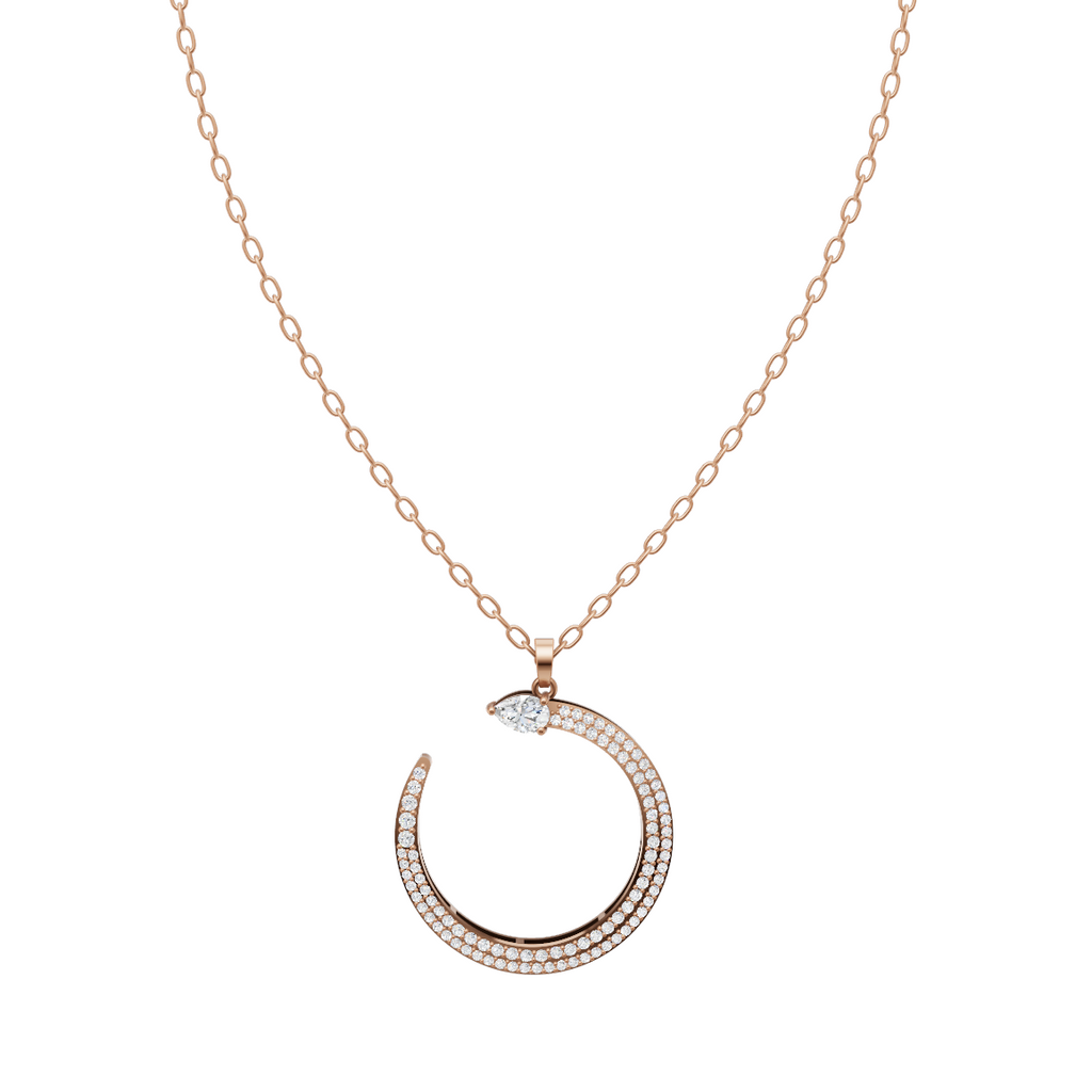 Elegant Serpent Circle Diamond Pendant Chain VENFORA