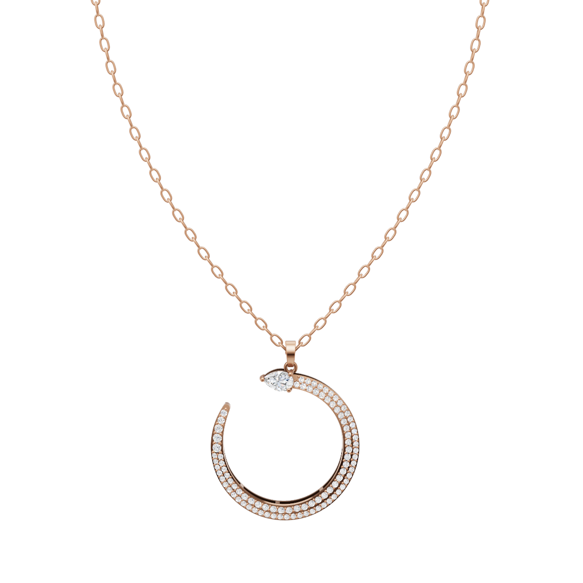 Elegant Serpent Circle Diamond Pendant Chain VENFORA