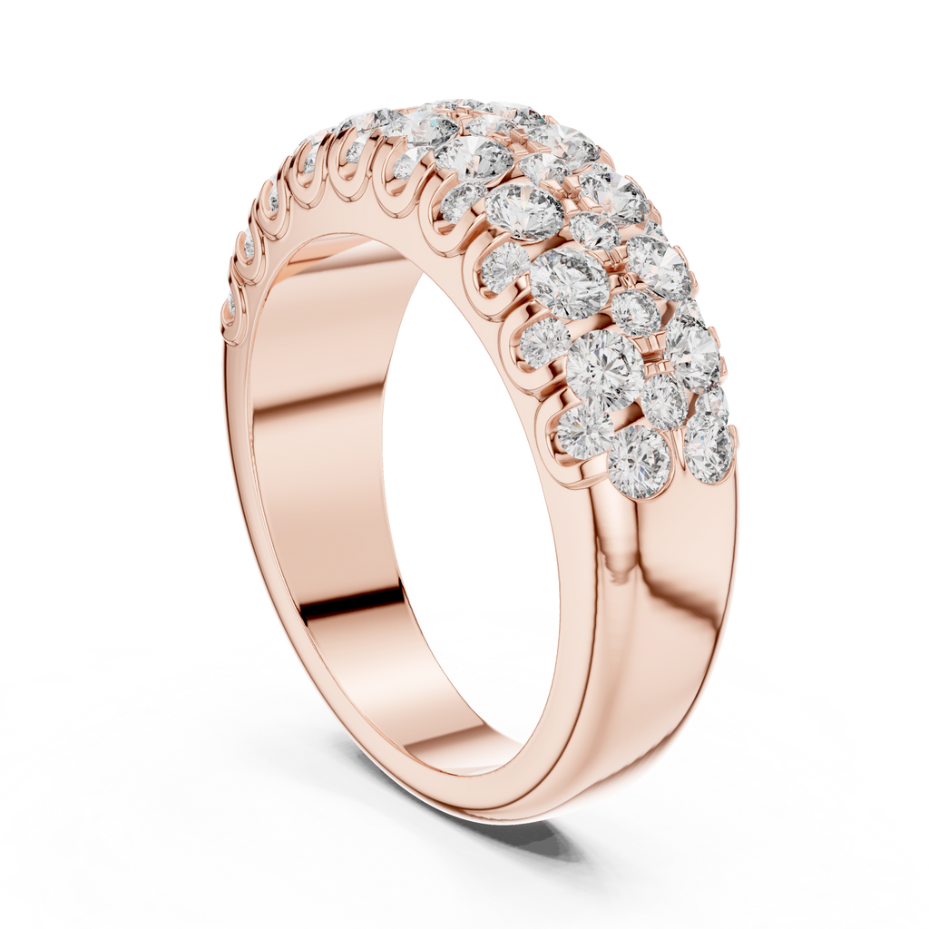 Luxury 18K Gold Diamond Eternity Band – Triple Row Design 
