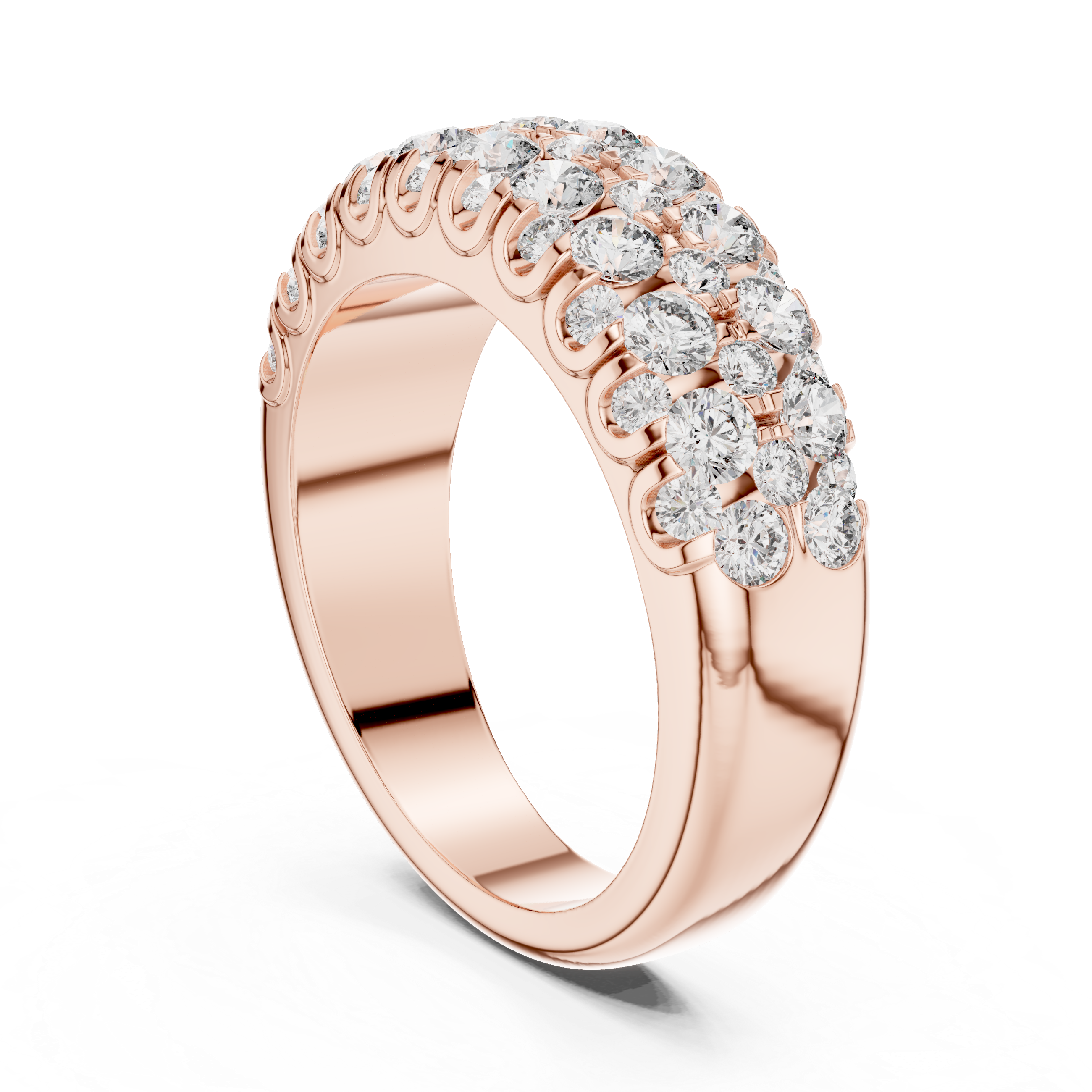 Luxury 18K Gold Diamond Eternity Band – Triple Row Design 