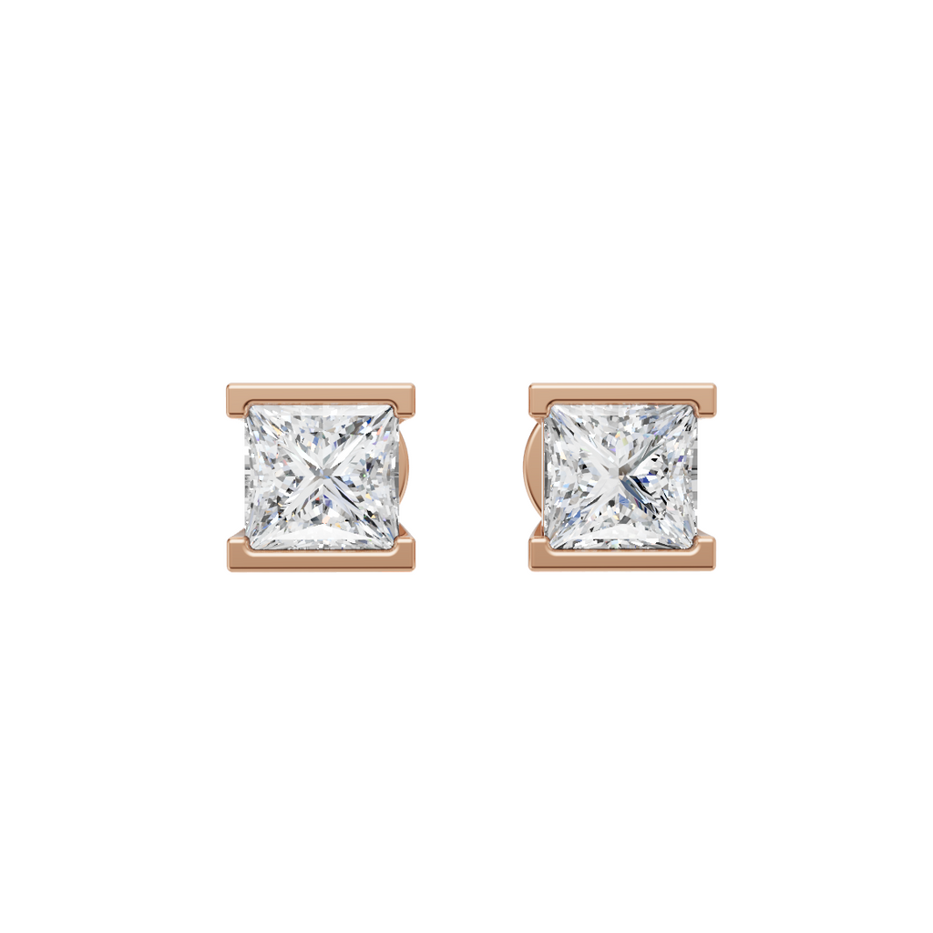 Princess Cut Lab Grown Diamond Stud Earrings VENFORA