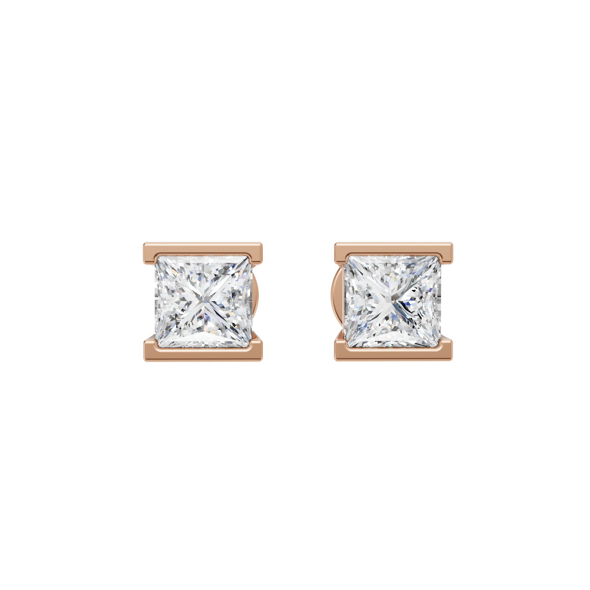 Princess Cut Lab Grown Diamond Stud Earrings VENFORA