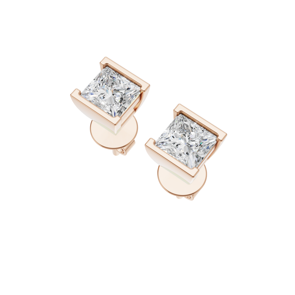Princess Cut Lab Grown Diamond Stud Earrings VENFORA