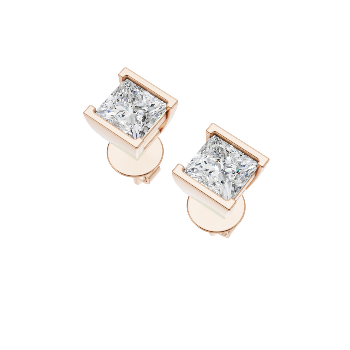 Princess Cut Lab Grown Diamond Stud Earrings VENFORA