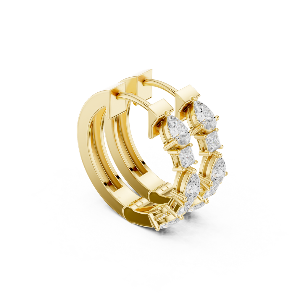 Pear & Emerald Cut Diamond Hoop Earrings