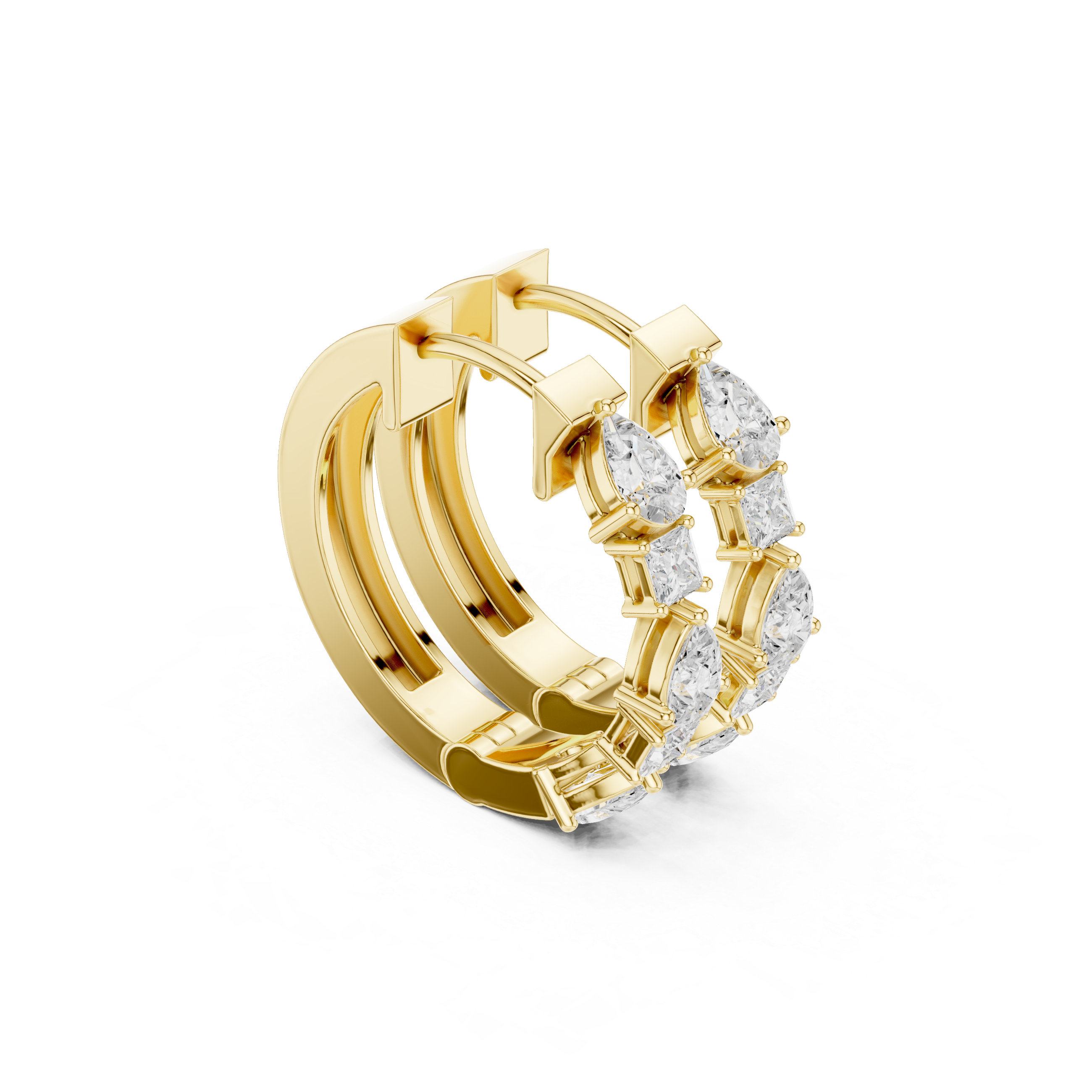 Pear & Emerald Cut Diamond Hoop Earrings