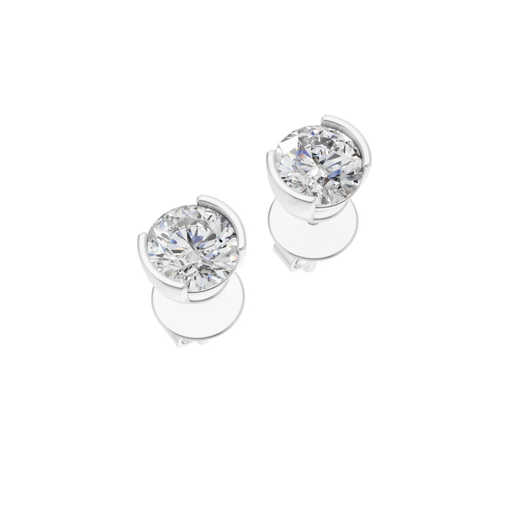 Round Cut Lab Grown Diamond Stud Earrings VENFORA