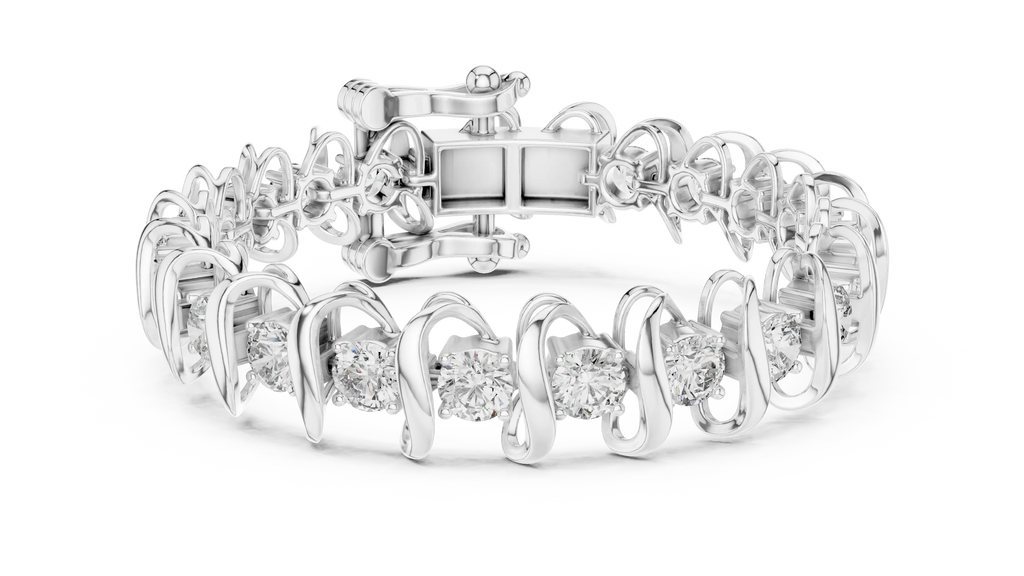 Golden Waves Diamond Bracelet – Sculpted Elegance 