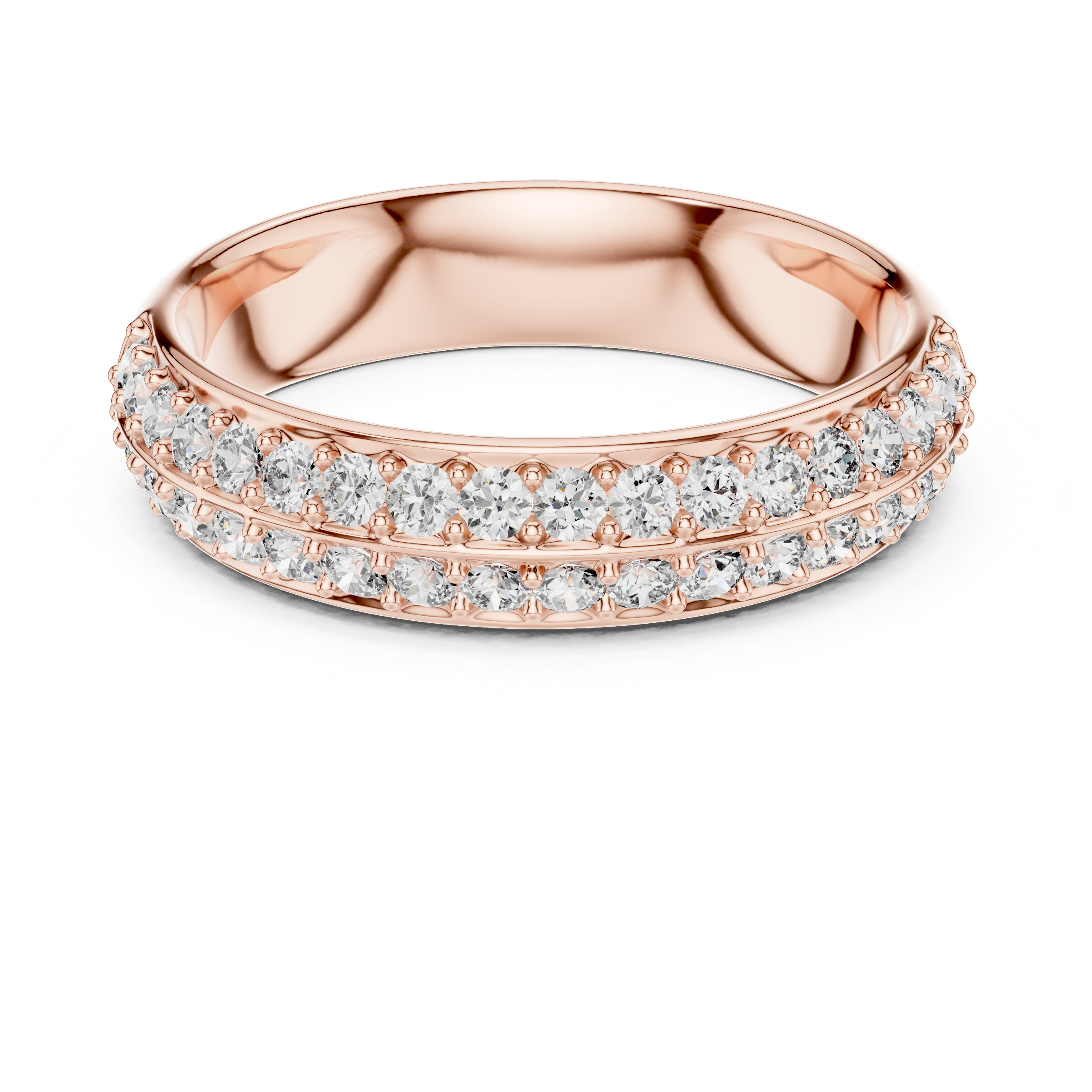 Double Row Diamond Eternity Band in 18K Yellow Gold 