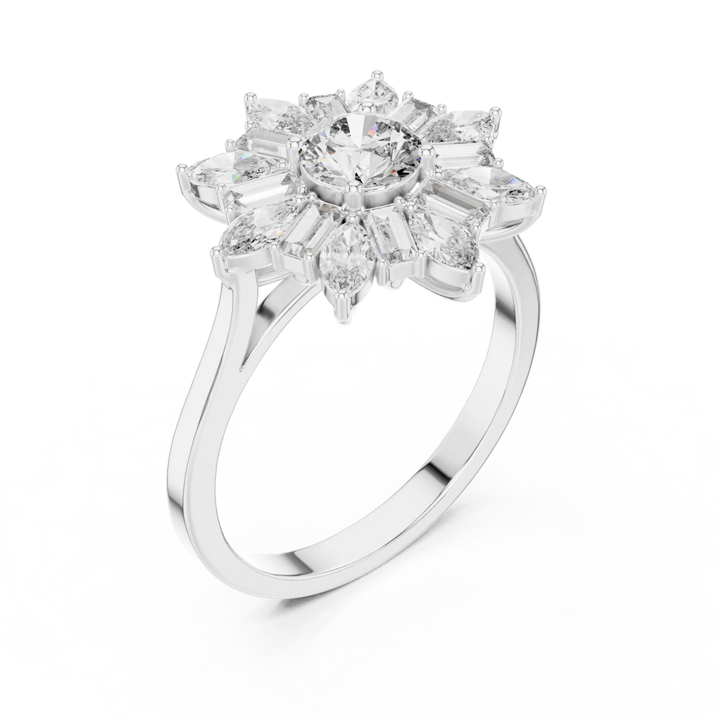 Sunburst Majesty Diamond Cocktail Ring – Golden Brilliance 