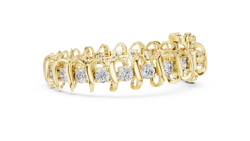 Golden Waves Diamond Bracelet – Sculpted Elegance 