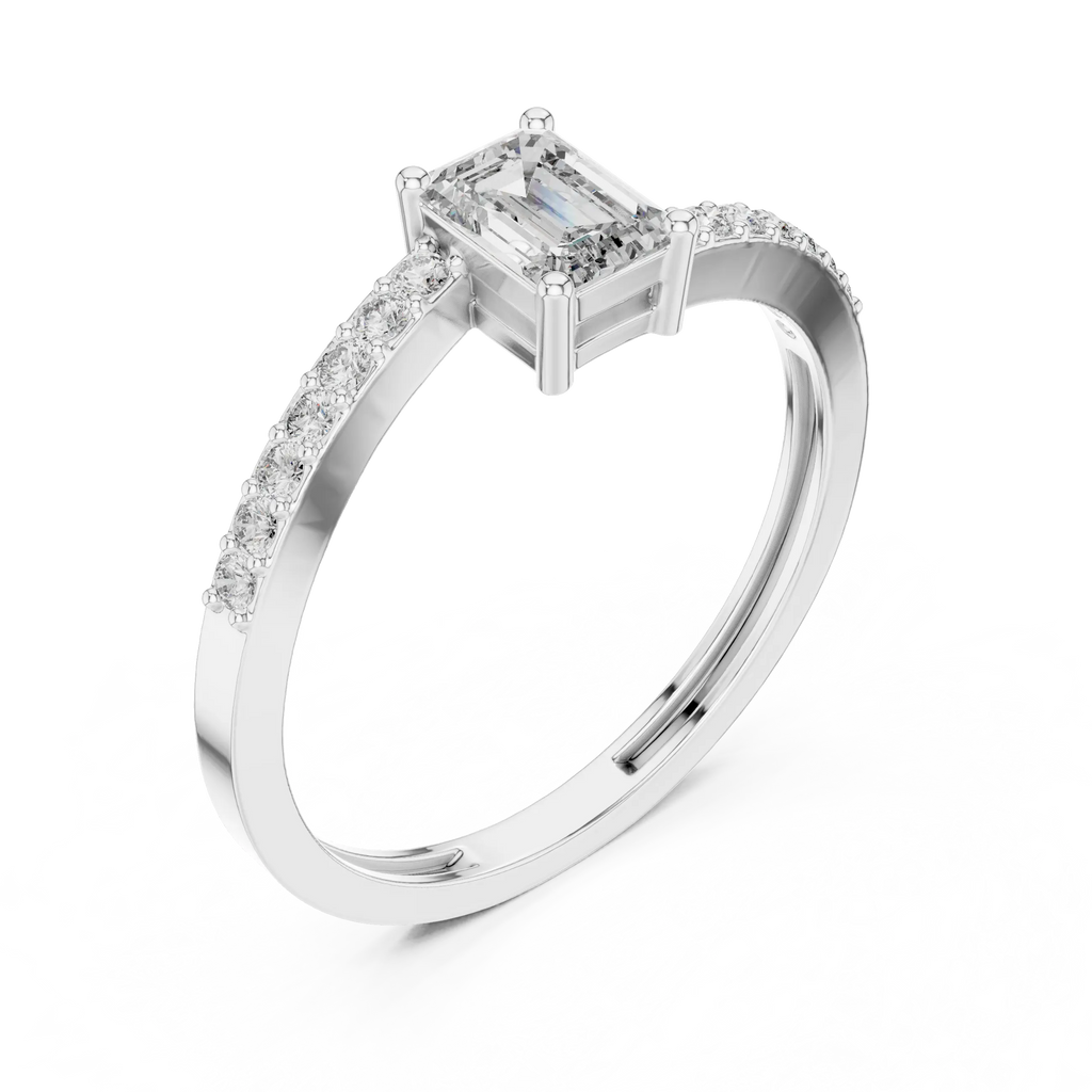 Emerald Cut Ring with Pavé Band venfora