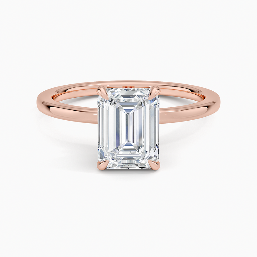 Emerald Cut Solitaire Diamond Engagement Ring 