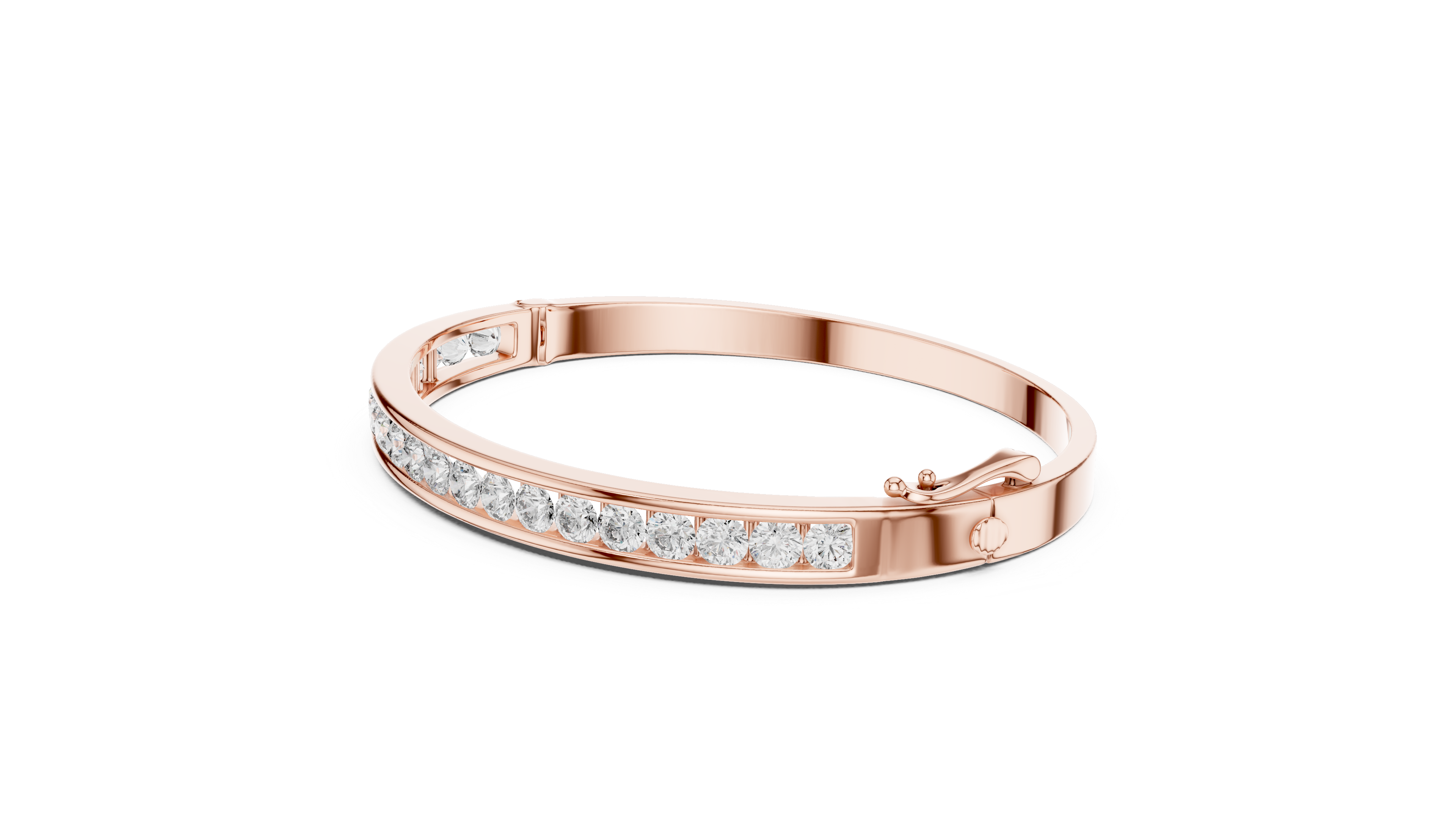 Round Cut Diamond Bangle Bracelet 