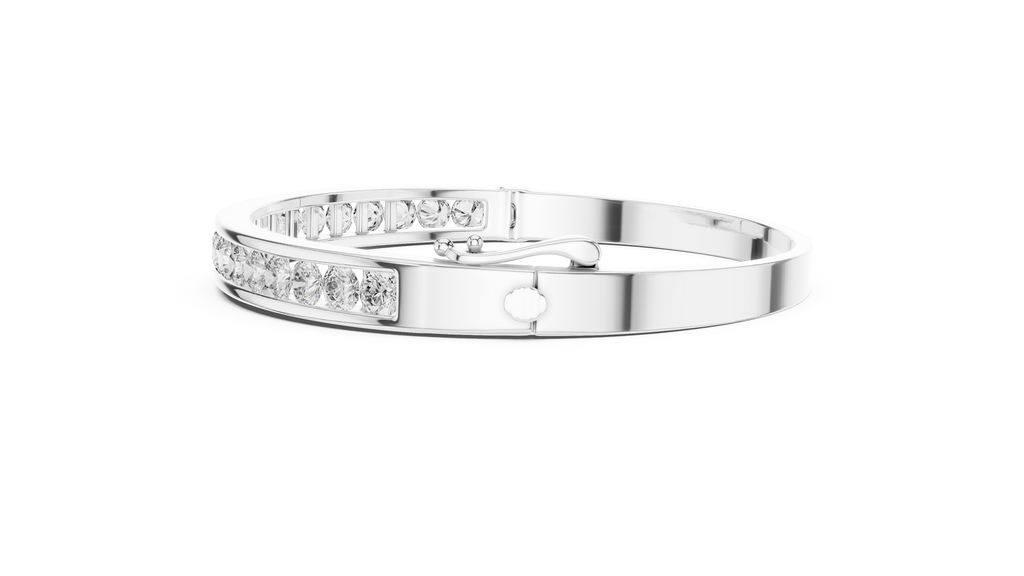 Round Cut Diamond Bangle Bracelet 