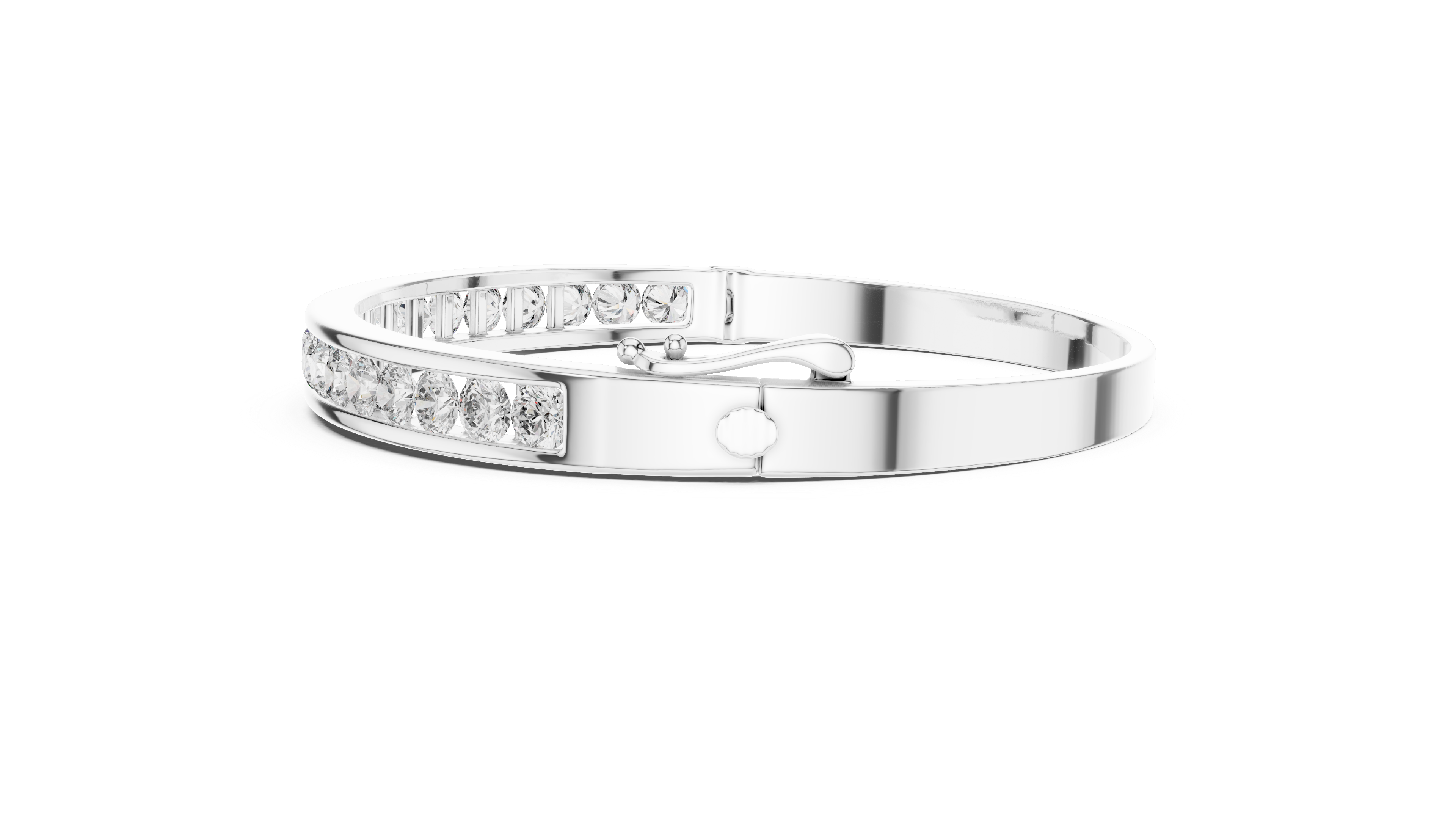 Round Cut Diamond Bangle Bracelet 