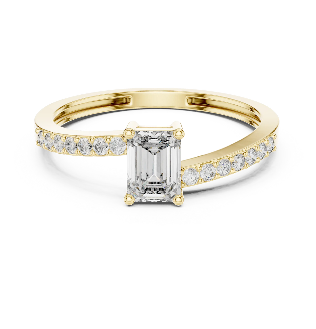 Emerald Cut Ring with Pavé Band venfora