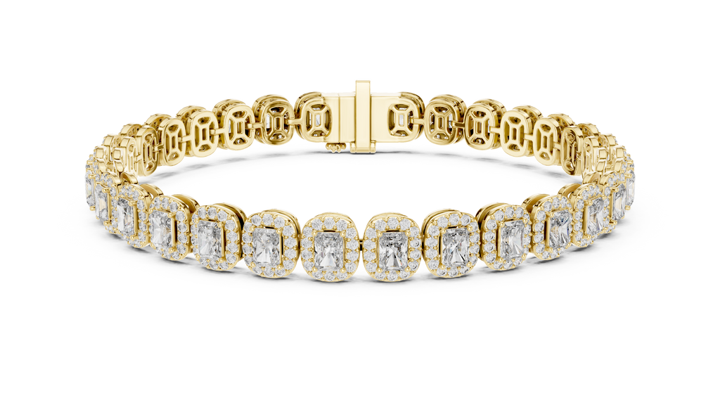 Emerald Cut Halo Diamond Bracelet 
