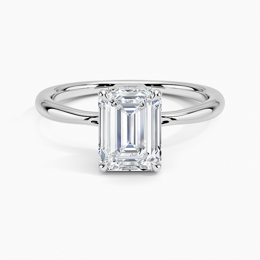 Emerald Cut Diamond Solitaire Engagement Ring 