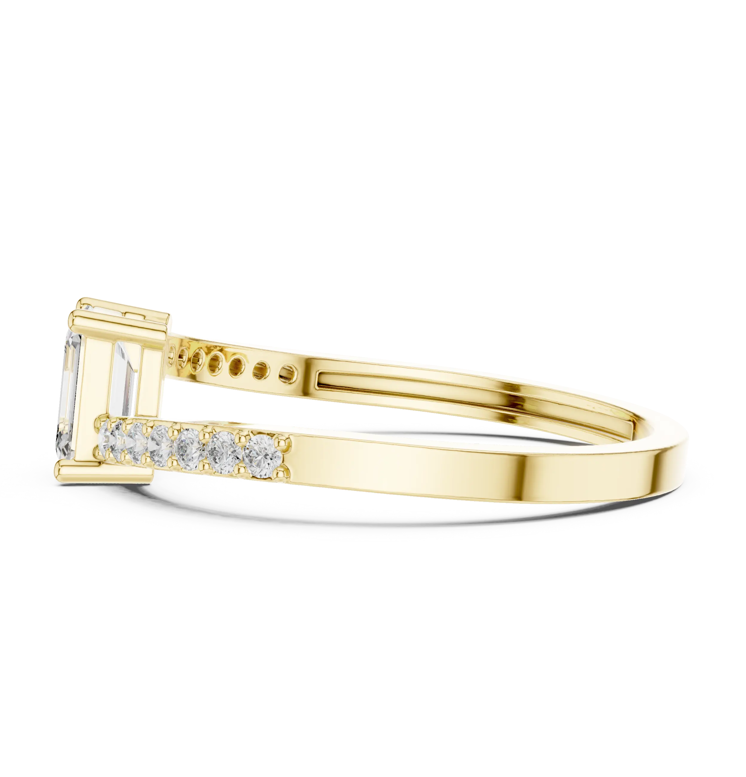 Emerald Cut Ring with Pavé Band venfora
