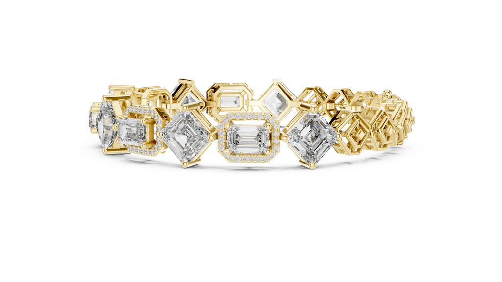 Emerald & Asscher Cut Diamond Bracelet