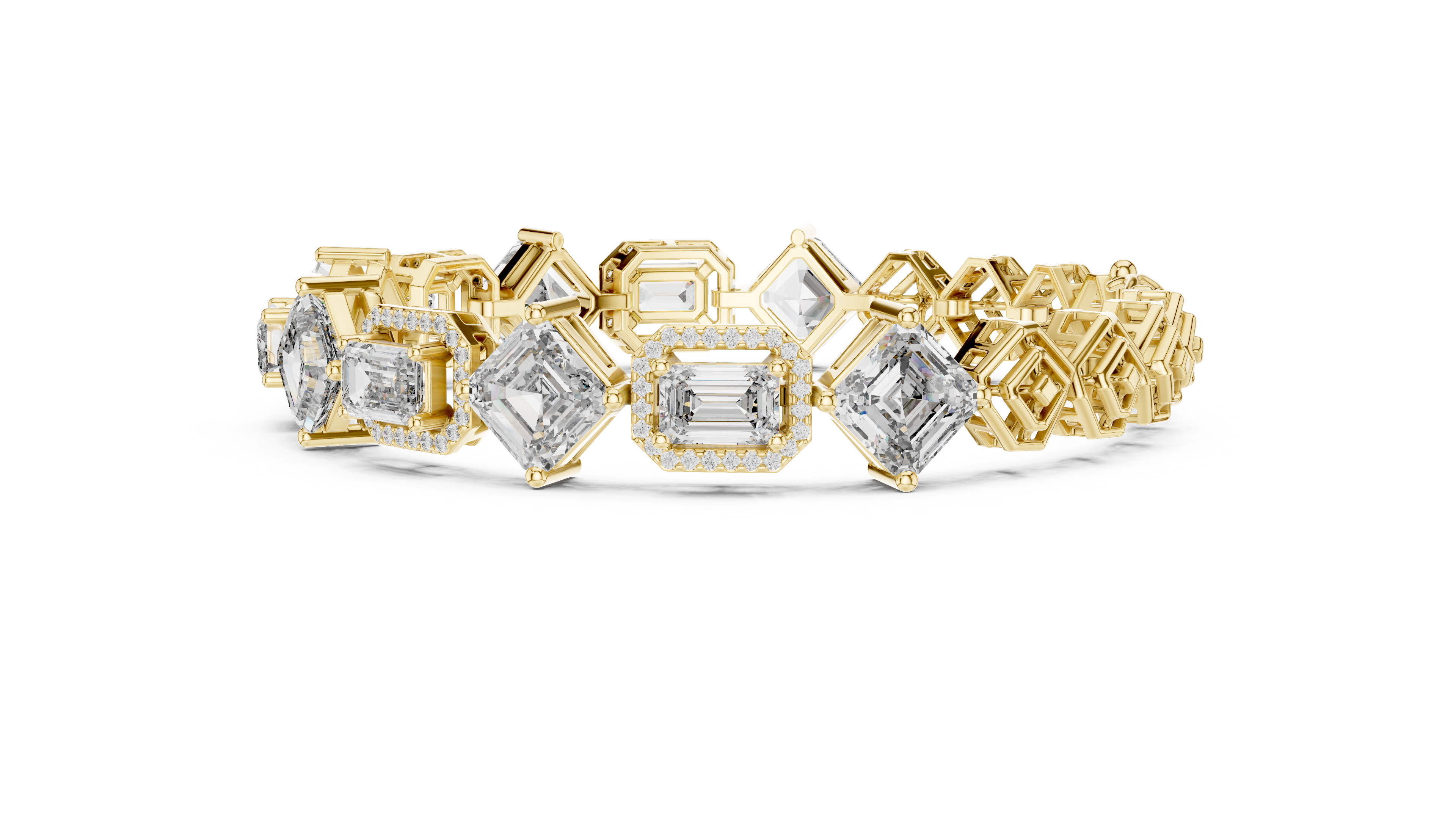 Emerald & Asscher Cut Diamond Bracelet