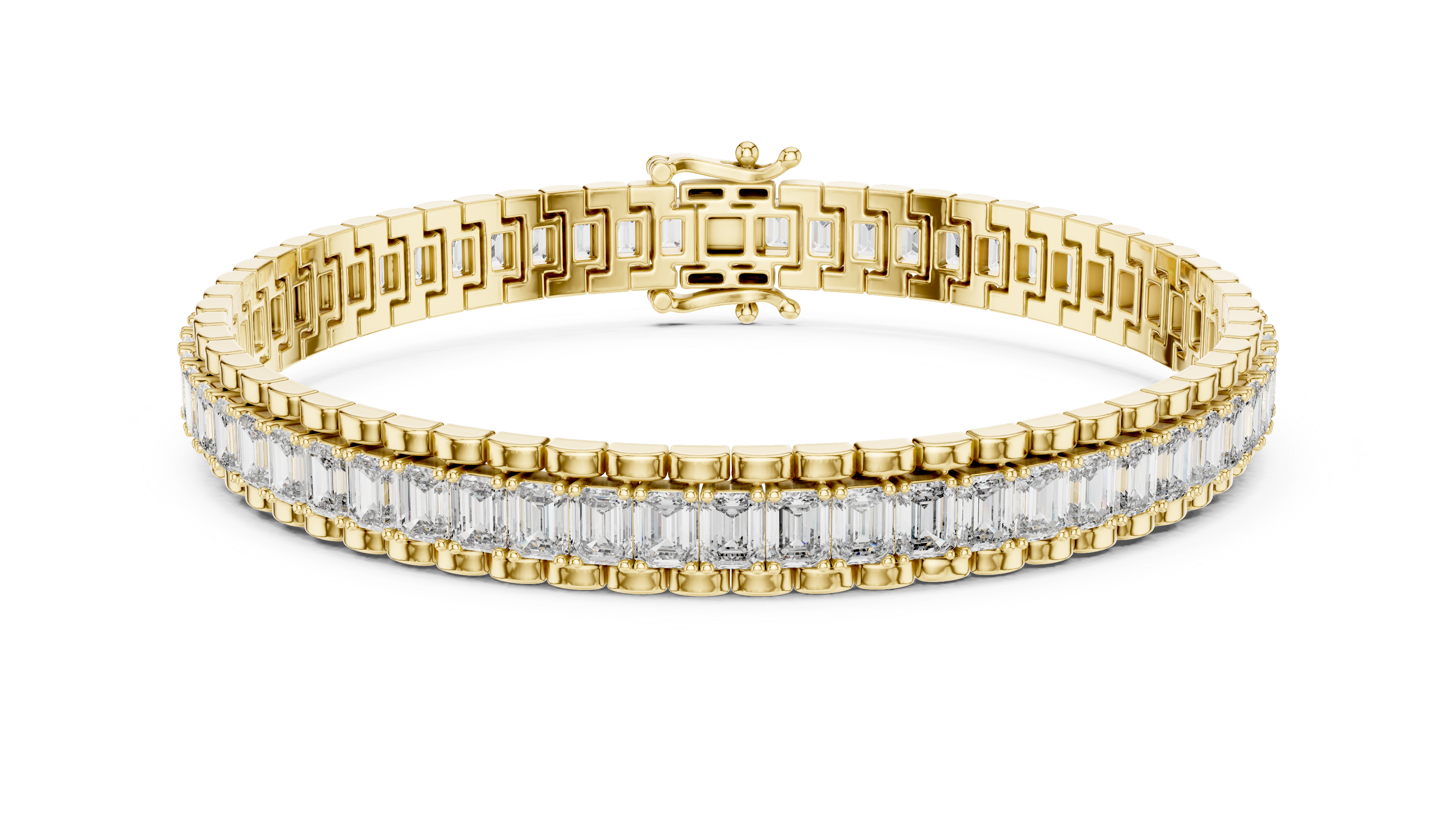 Channel Set Emerald-Cut Diamond Bracelet 