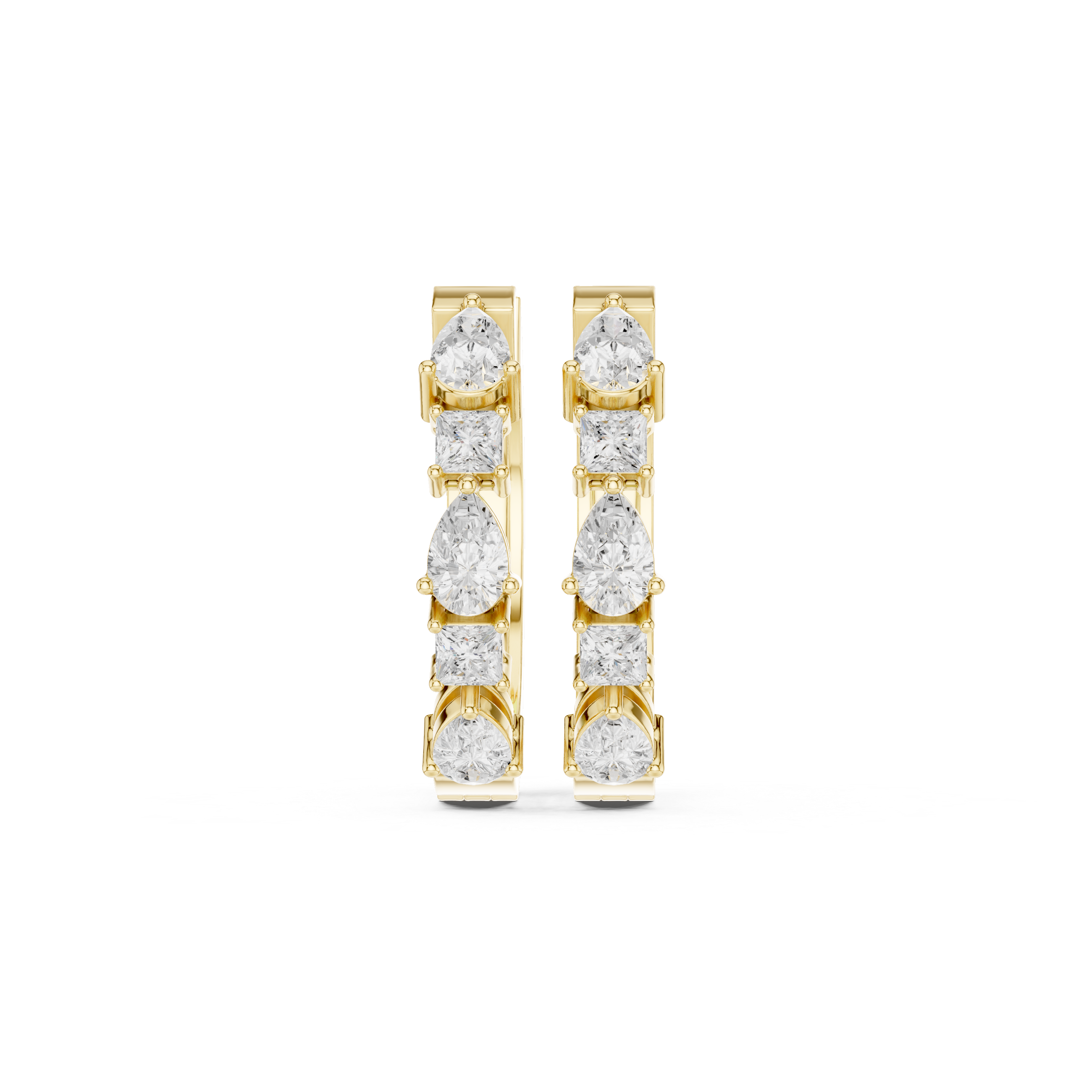 Pear & Emerald Cut Diamond Hoop Earrings 