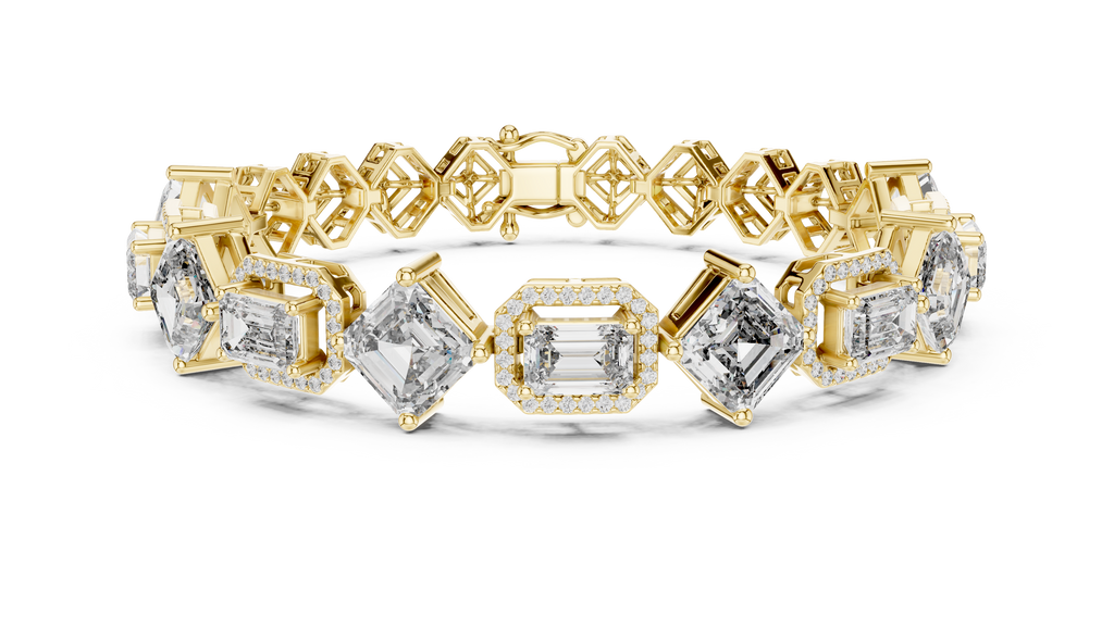 Emerald & Asscher Cut Diamond Bracelet 