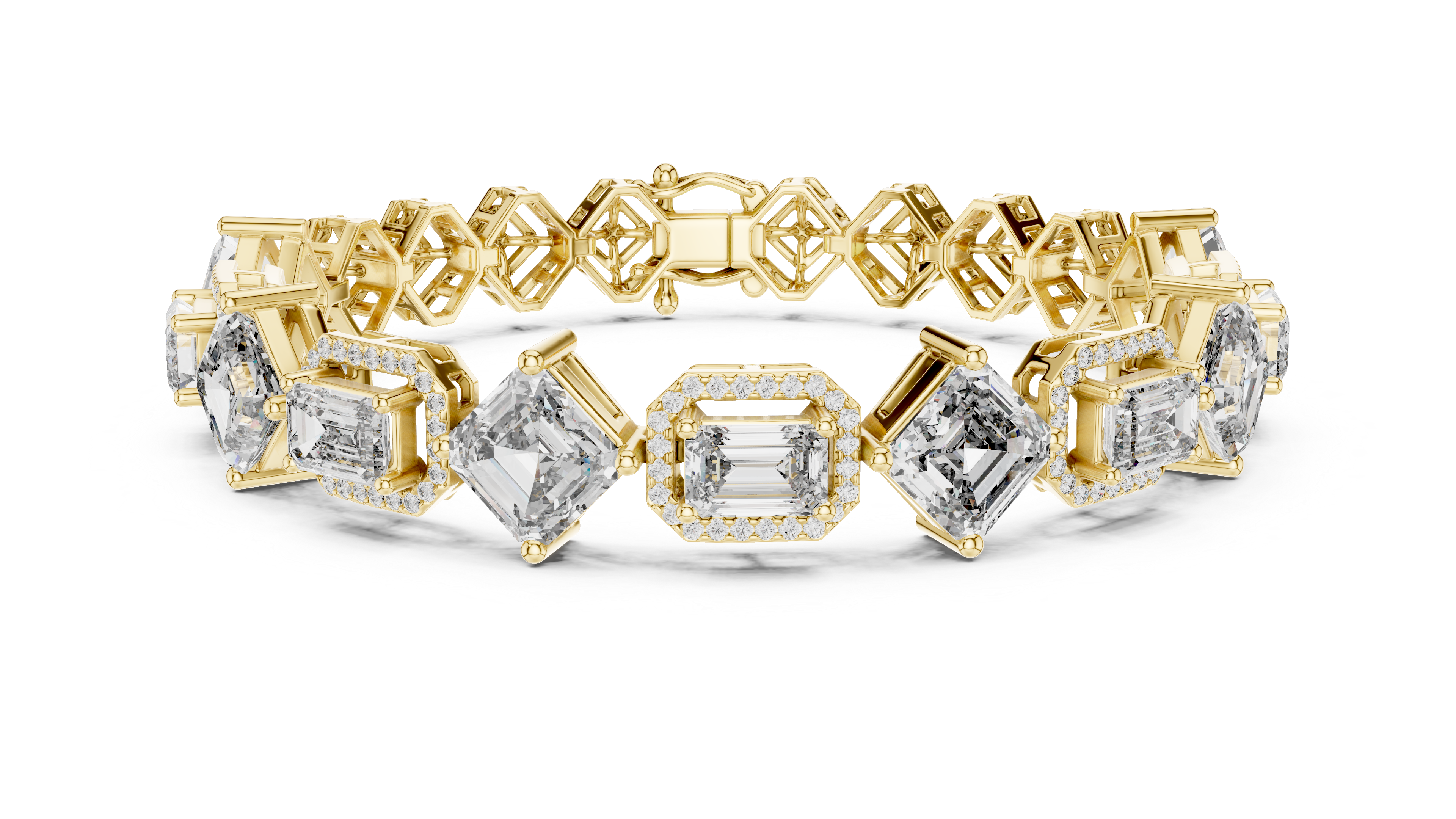 Emerald & Asscher Cut Diamond Bracelet 