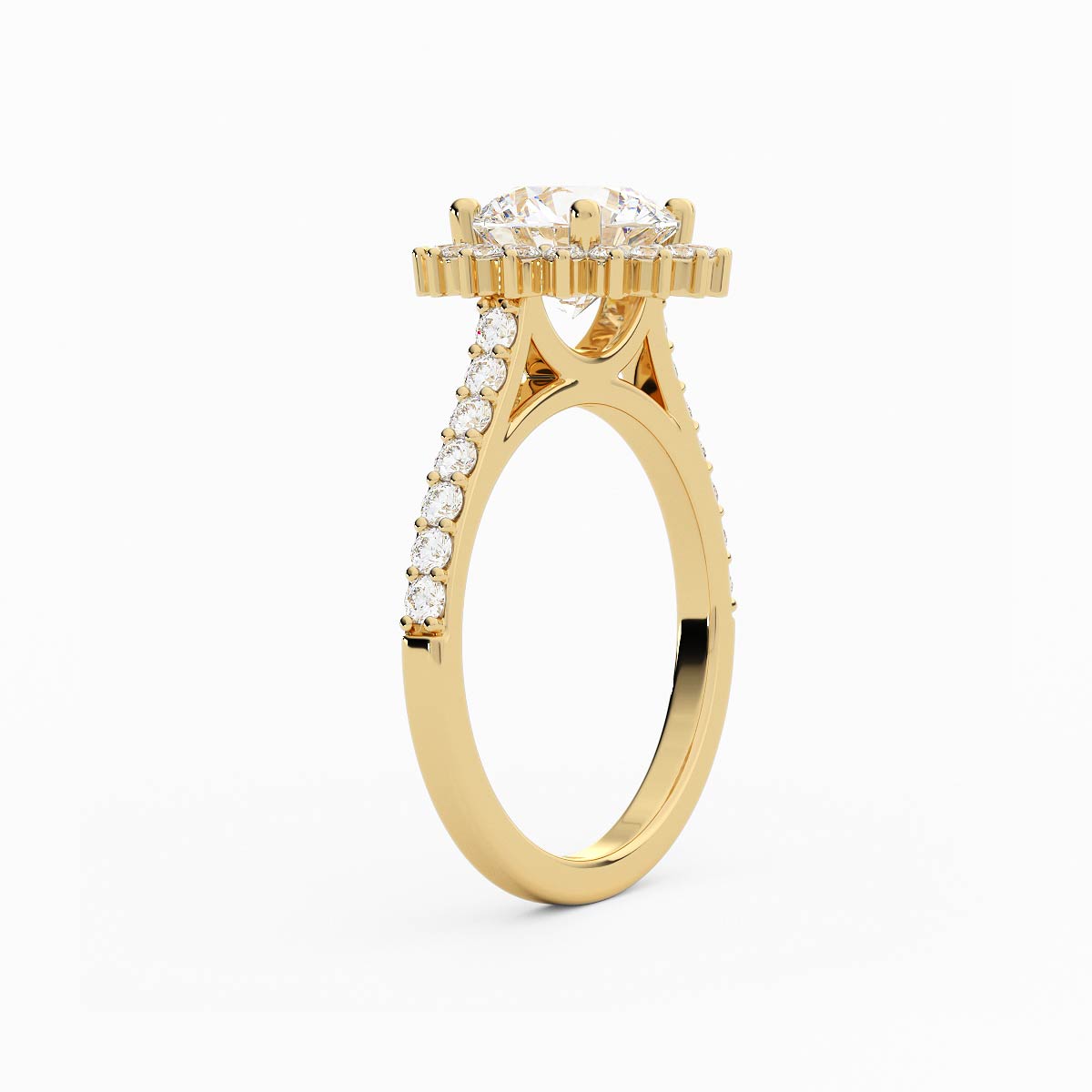 Round Brilliant Diamond Halo Engagement Ring 