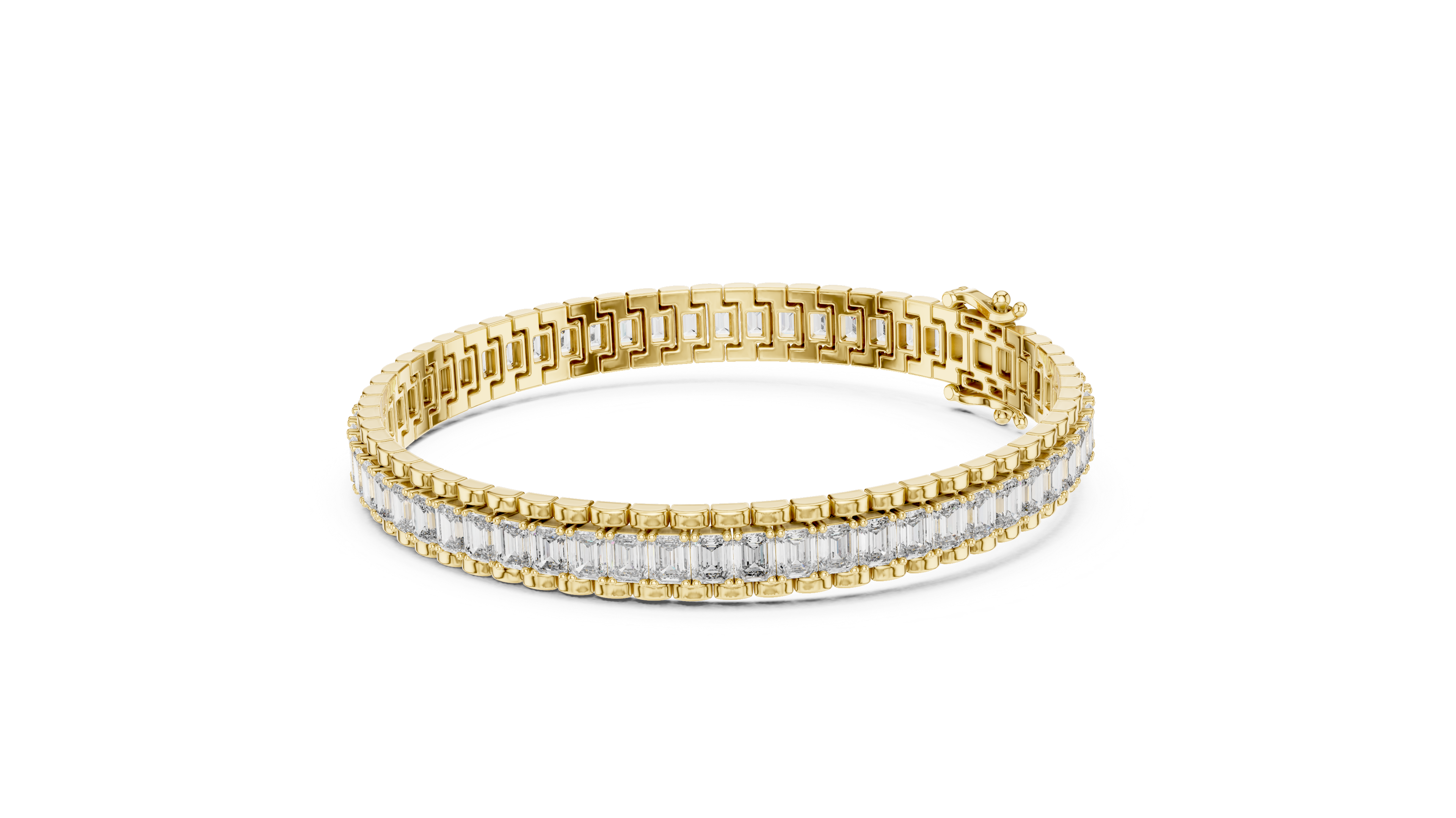 Channel Set Emerald-Cut Diamond Bracelet 