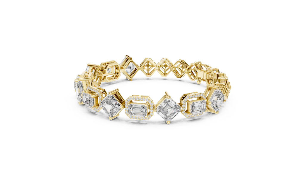 Emerald & Asscher Cut Diamond Bracelet 
