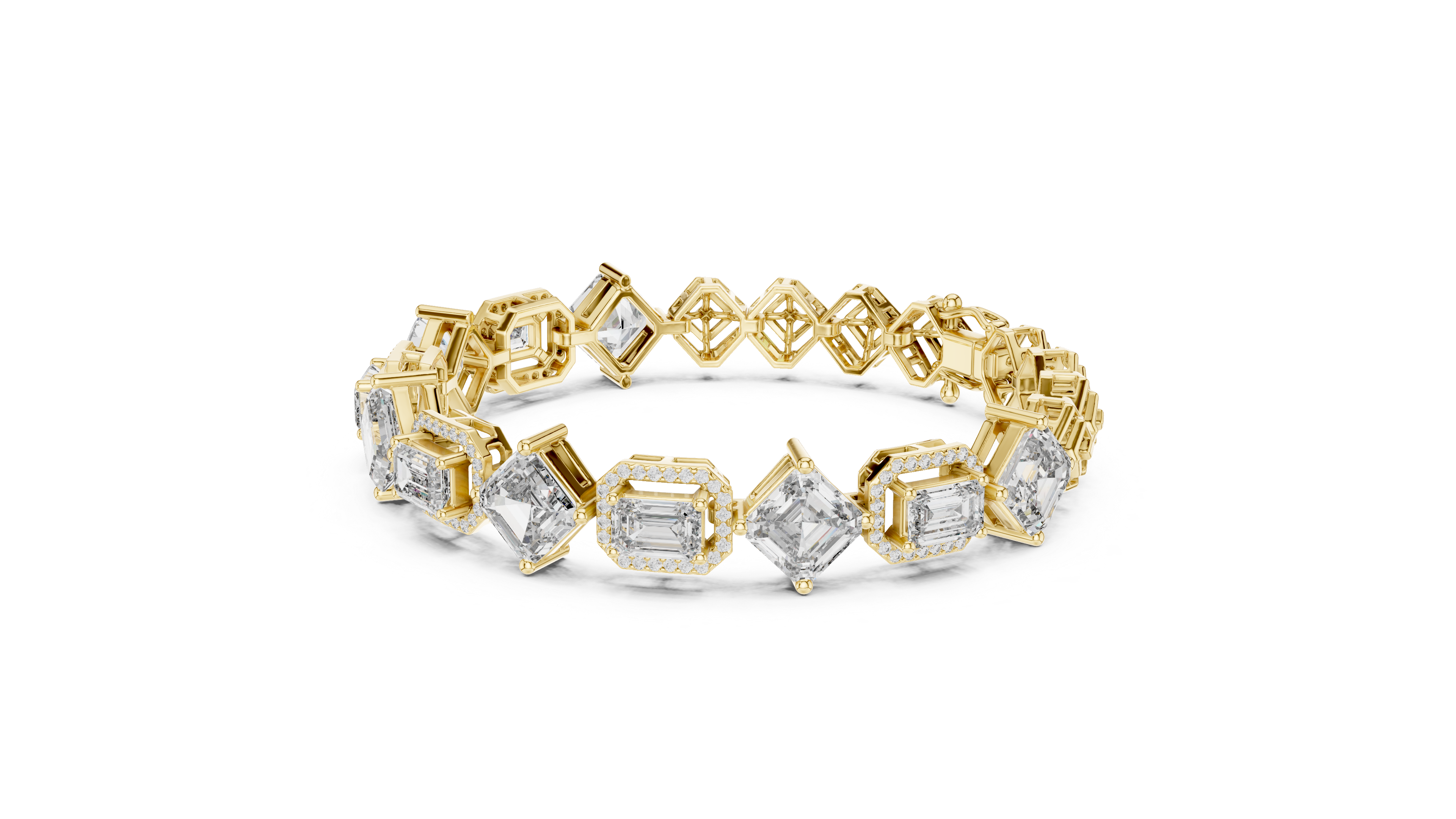 Emerald & Asscher Cut Diamond Bracelet 