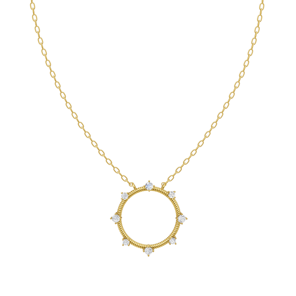 Elegant Celestial Circle Diamond Pendant Chain VENFORA