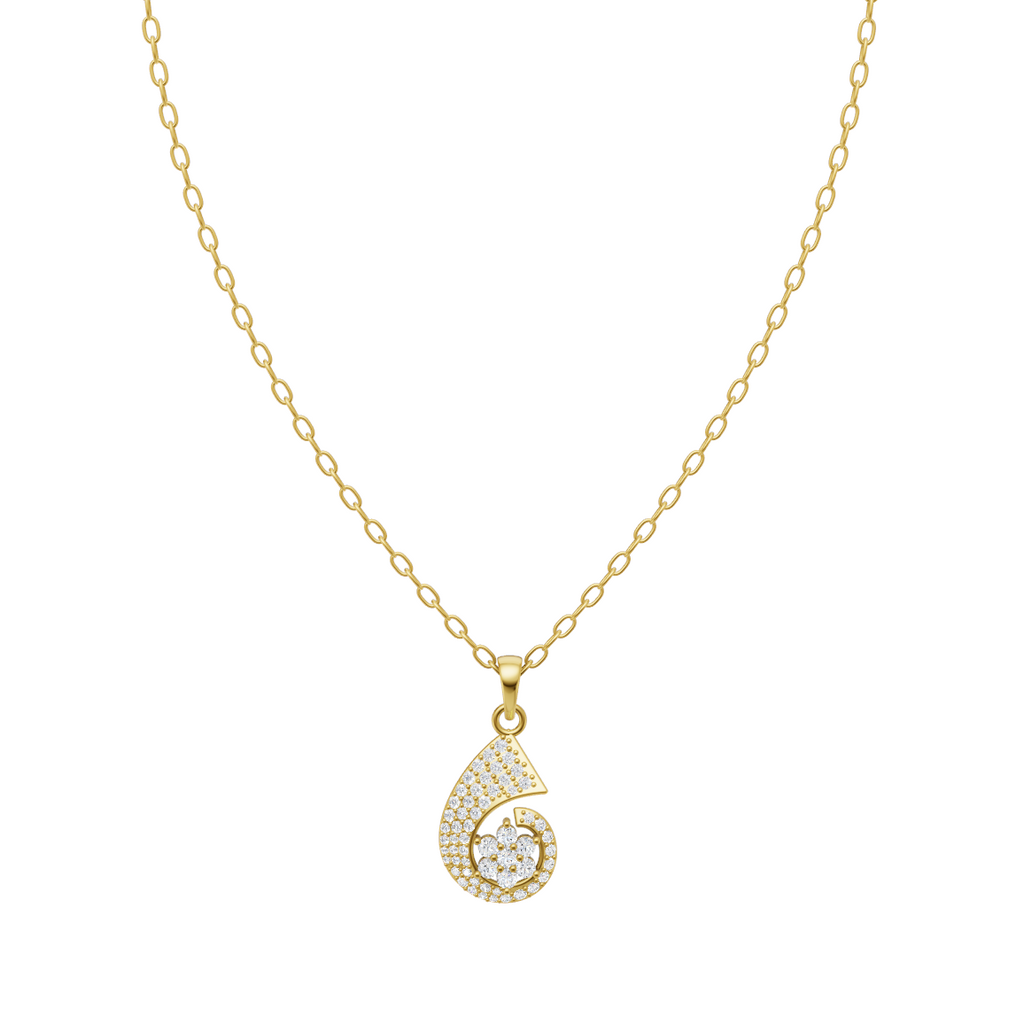 Elegant Swirl Floral Diamond Pendant Chain VENFORA