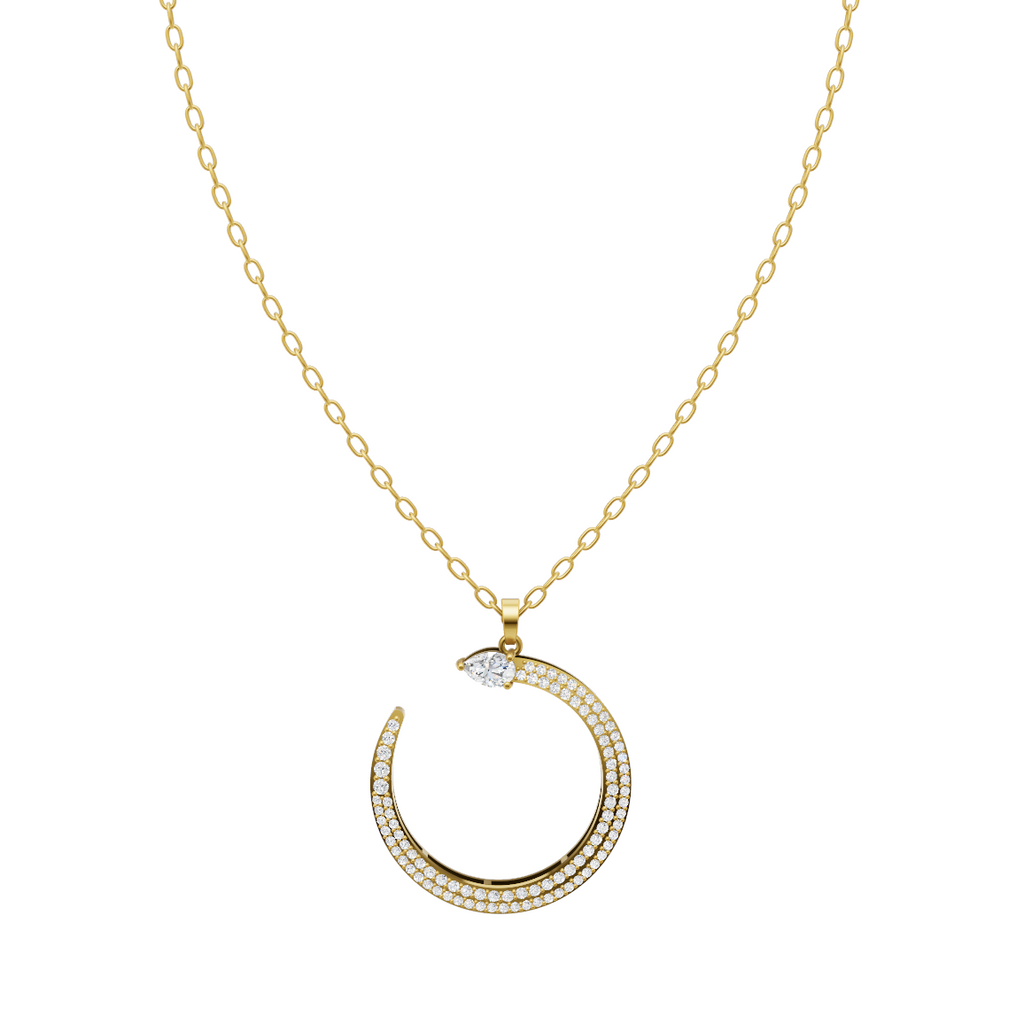 Elegant Serpent Circle Diamond Pendant Chain VENFORA