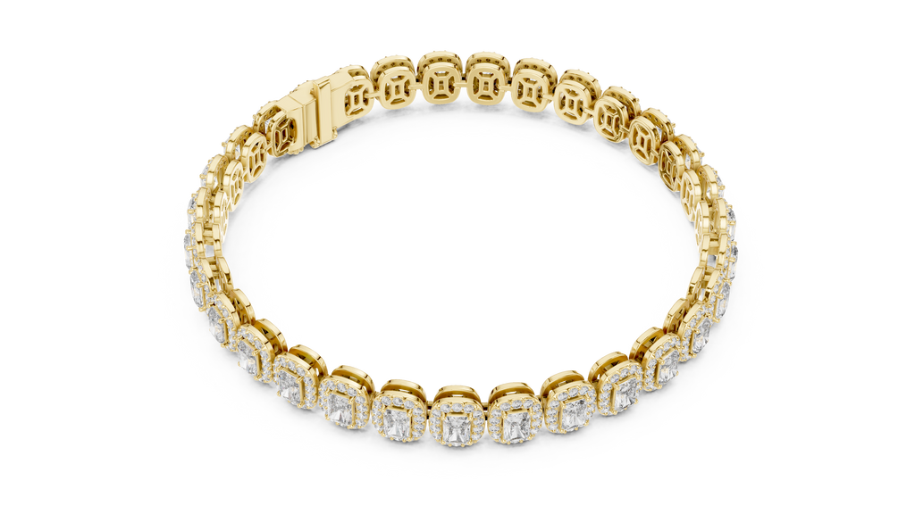 Emerald Cut Halo Diamond Bracelet 