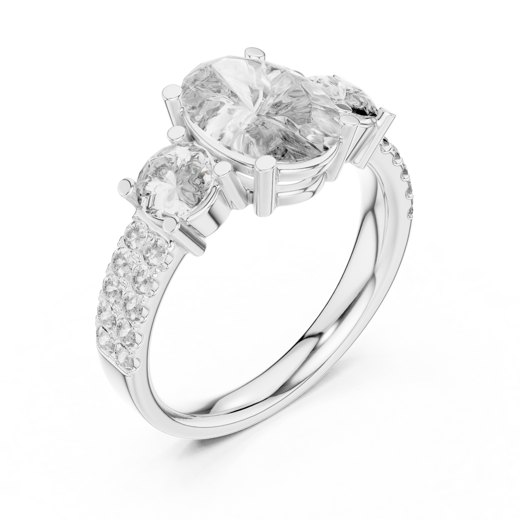 Oval Cut Three-Stone Diamond Ring My Store