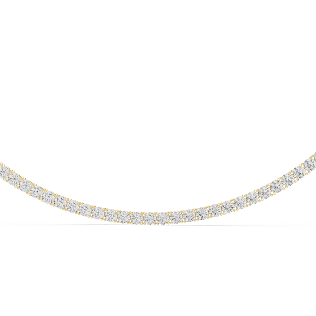 Double Row Round Cut Diamond Tennis Necklace 
