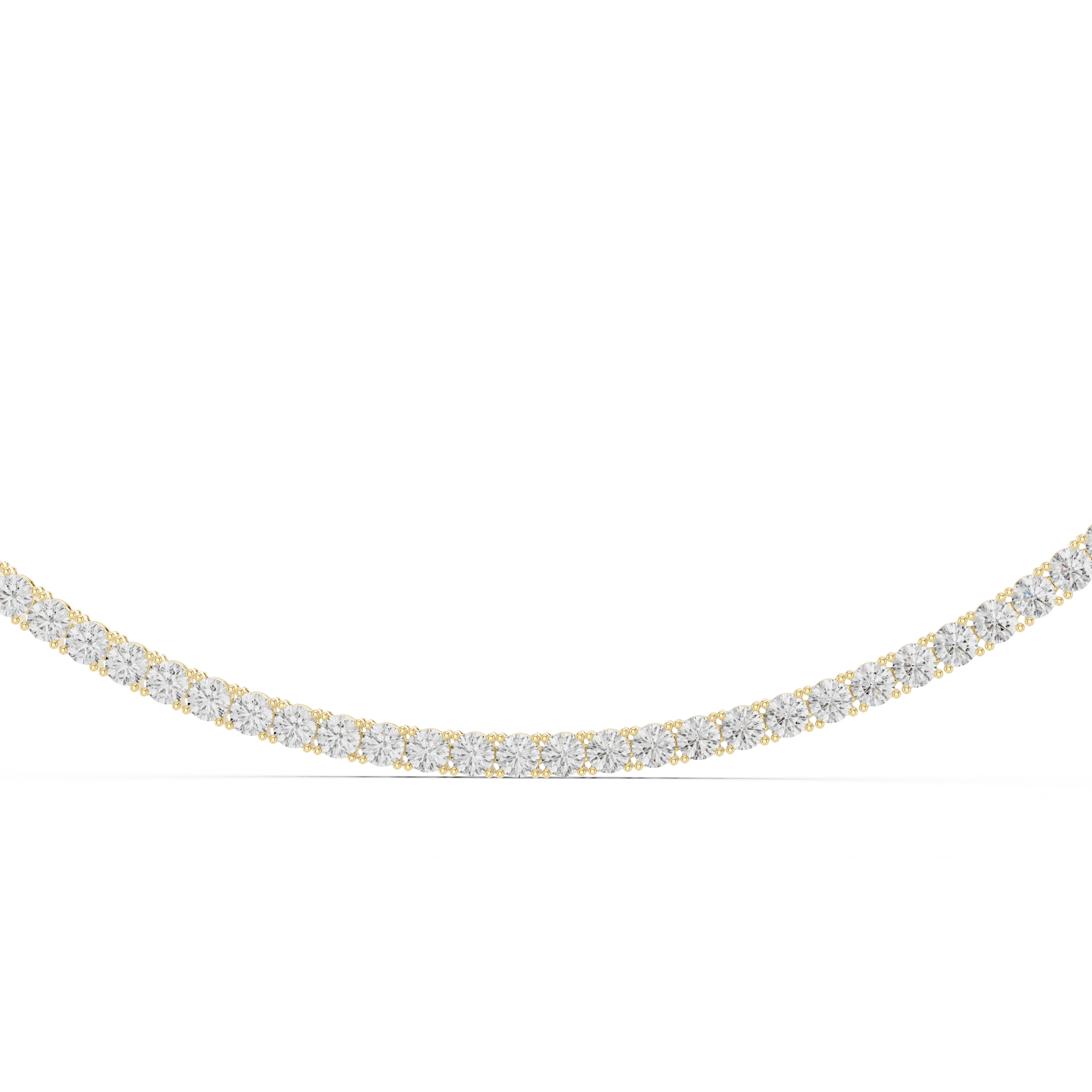 Double Row Round Cut Diamond Tennis Necklace 