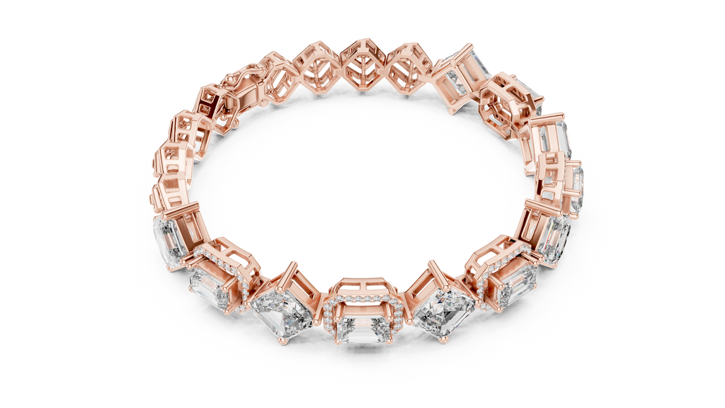 Emerald & Asscher Cut Diamond Bracelet 