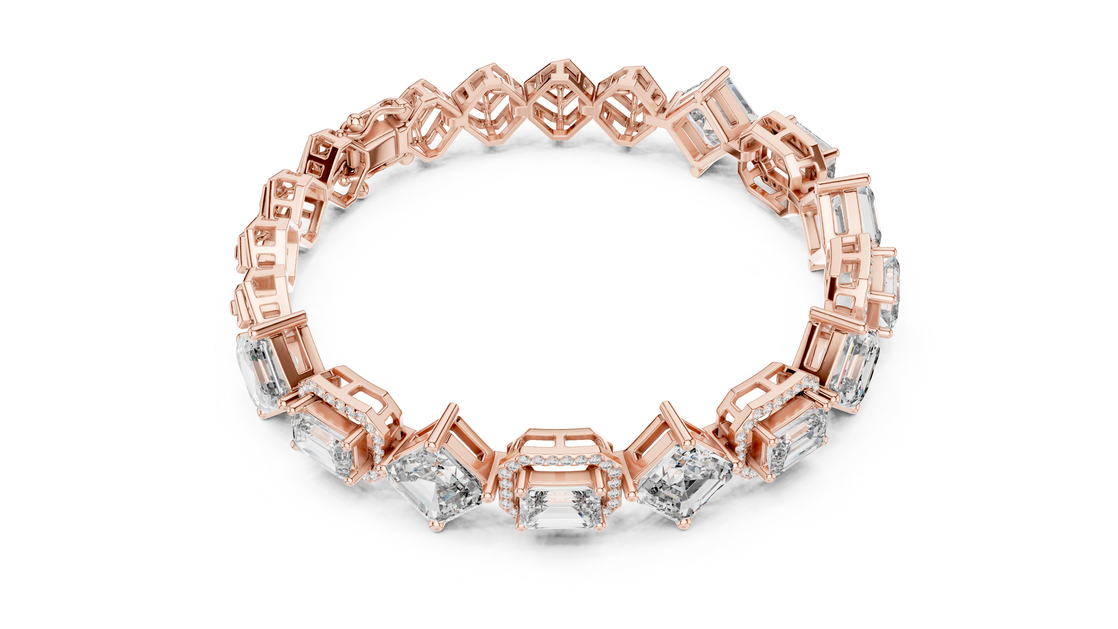 Emerald & Asscher Cut Diamond Bracelet 