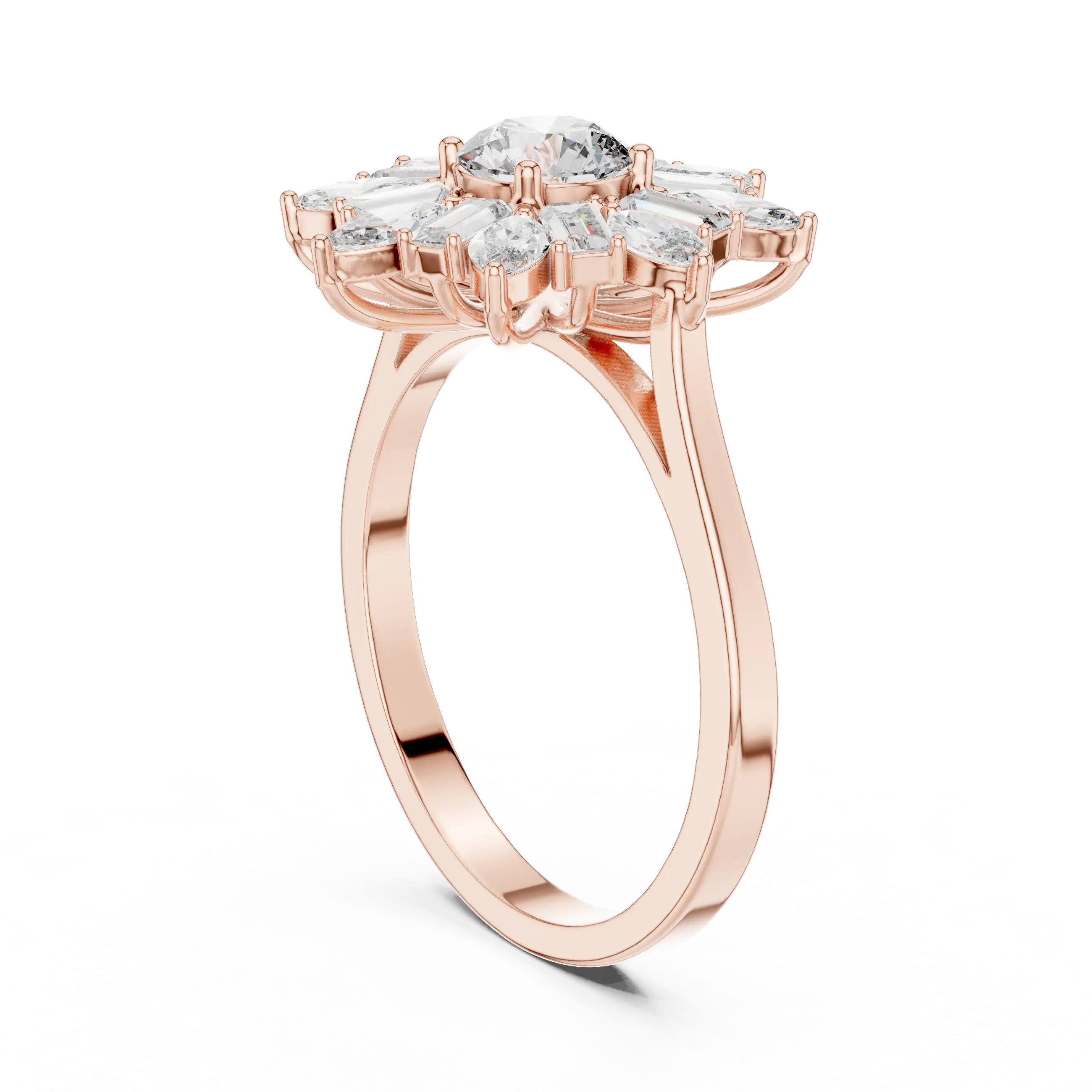Sunburst Majesty Diamond Cocktail Ring – Golden Brilliance 