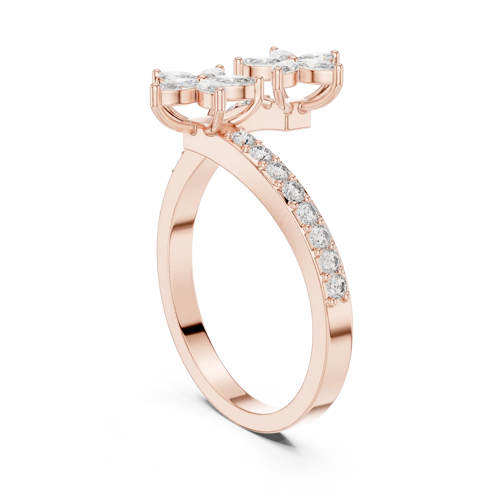 Floral Grace Diamond Ring – Dual Blossom Design 